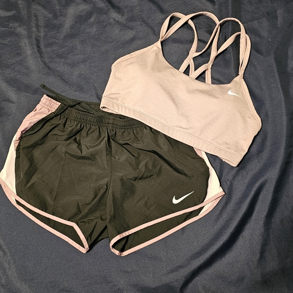 Nike Pants - Nike Women's Black and Purple Shorts and Sports Top